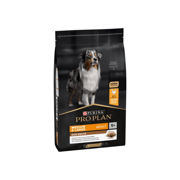 Elaborado con pollo como primer ingrediente. Combinación innovadora de crujientes croquetas y tiernos trozos laminados que a los perros les encanta.