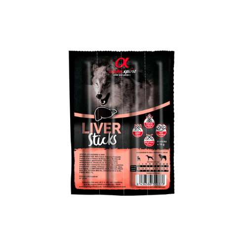 Alpha Spirit Ristra Barritas Hígado Para Perros 16x4 Unidades